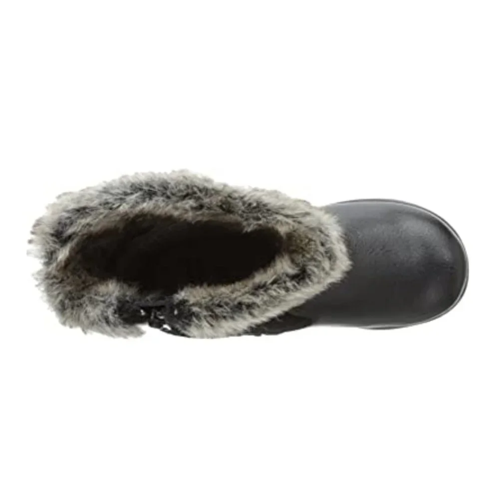 NEW pediped Flex Kid Mia Waterproof Leather Faux Fur Trim Cuff Zip Up Tall Boot